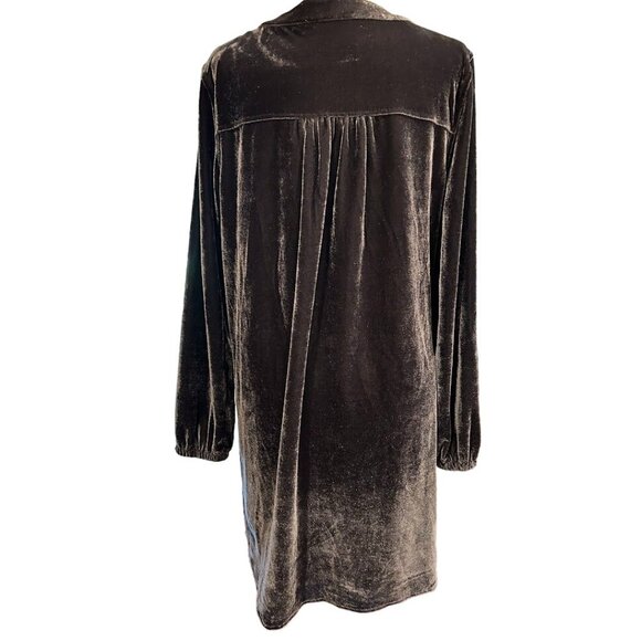 Indigo Soul Blue Velvet Tunic Dress L Long Sleeve‎ Women's Blouse - Picture 5 of 8